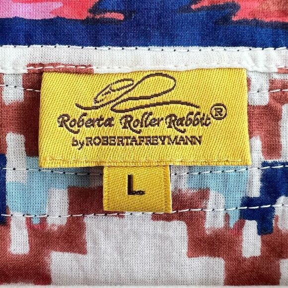 Roberta Roller Rabbit Aztec Multicolored Print Tunic Blouse Top Women’s Large - Picture 6 of 9